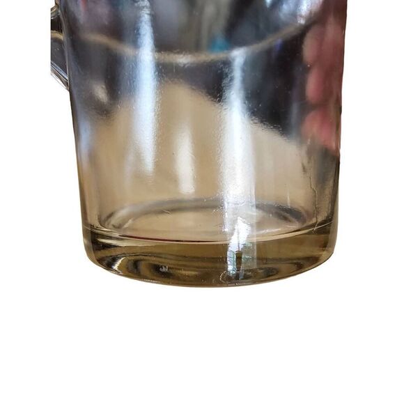 Antique 2 Cup Glass Measuring Cup Pitcher w Pour Spout Handle Unsigned Purple Ti - Picture 5 of 9